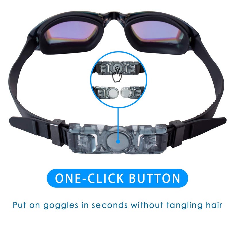 Keary Swim Goggles Pack of 2 Anti-Fog Swimming Goggles for Adults Women Men Youth Junior, No Leaking UV Protection Waterproof Mirrored Lens Triathlon Pool Goggles with 3 Size Nose Pieces & Earplugs - Image 5